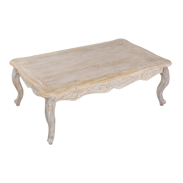 V43-CT-LILE-202505131810-00 Coffee Table Oak Wood Plywood Veneer White Washed Finish - Image 1