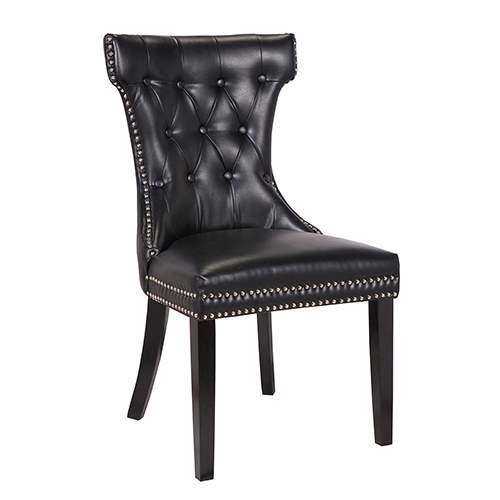 V43-DC-CNTRY-149125-00 Century 2X Dining Chair Black Pu Wooden Legs - Image 1