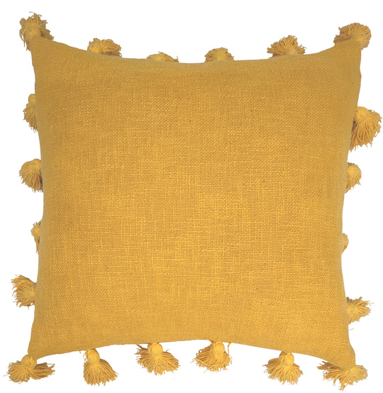 V430-KZ-130-70666-00 Mustard cushion with tassels 45x45cm - Image 1