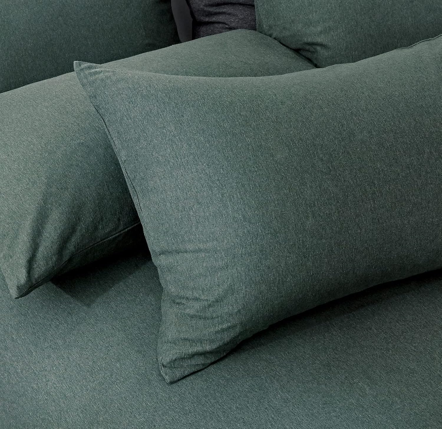 V439-AQSGREENJ-191135-01 100% Jersey Cotton Quilt Cover Set - Green - Single - Image 1