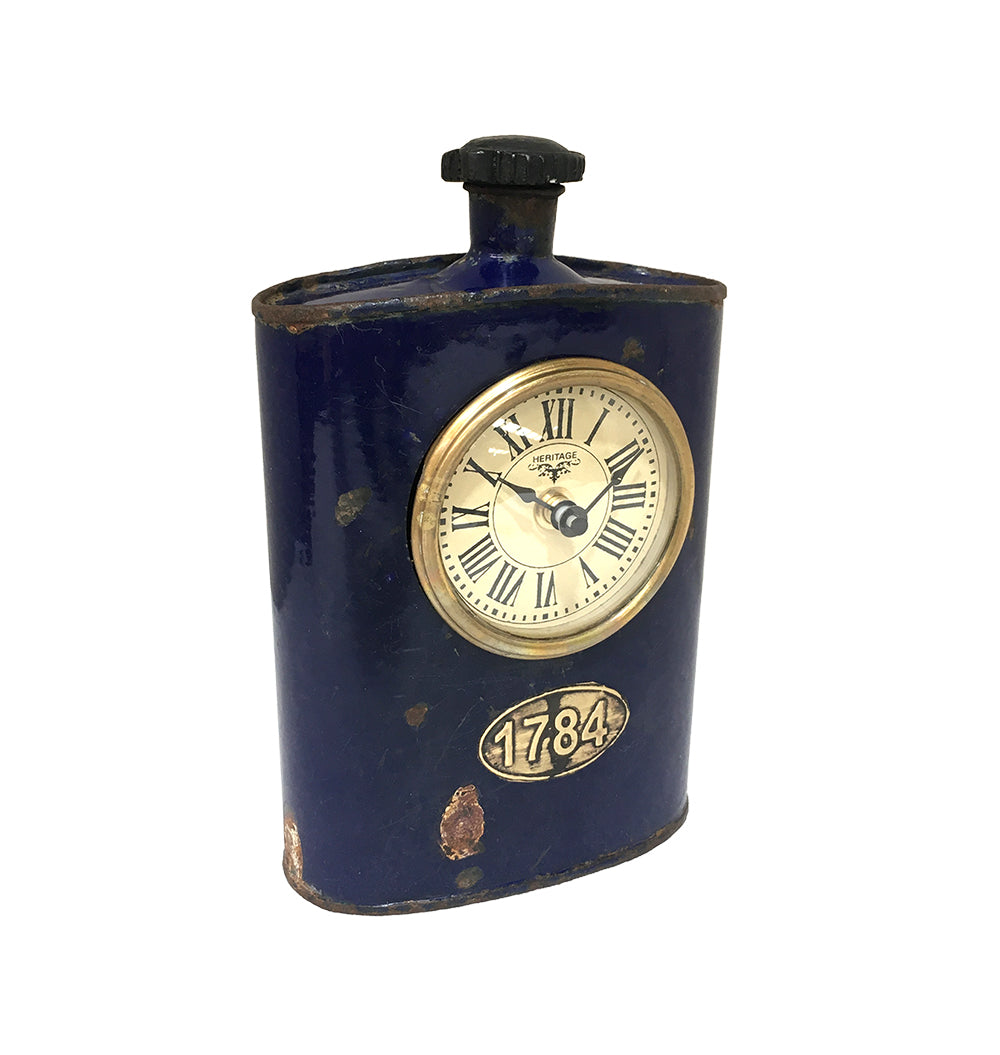 V440-TC105-72537-00 Table Clock - Old Iron Drinking Flask - Image 1
