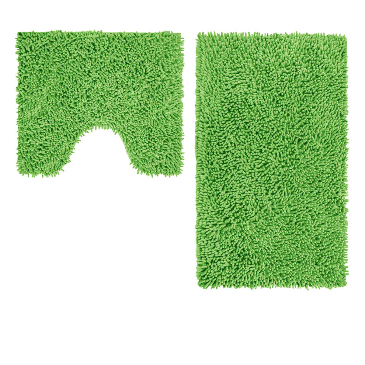 V442-ABR-BATHM-2PCESHAGGY-GREEN-SH-206222-00 2 Pce Shaggy Toggle 100% Cotton Bath Mat Set Green - Image 1