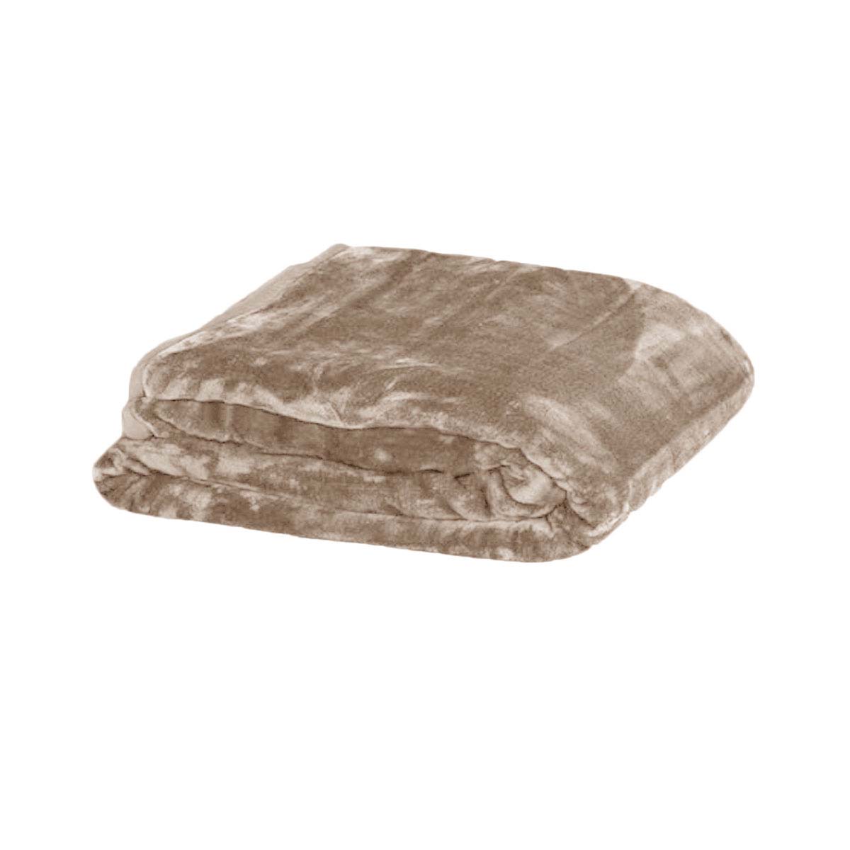 V442-ABR-BLANKET-PLAIN-LATTE-QS-96241-00 Soft Plain Faux Mink Blanket Queen Latte - Image 1