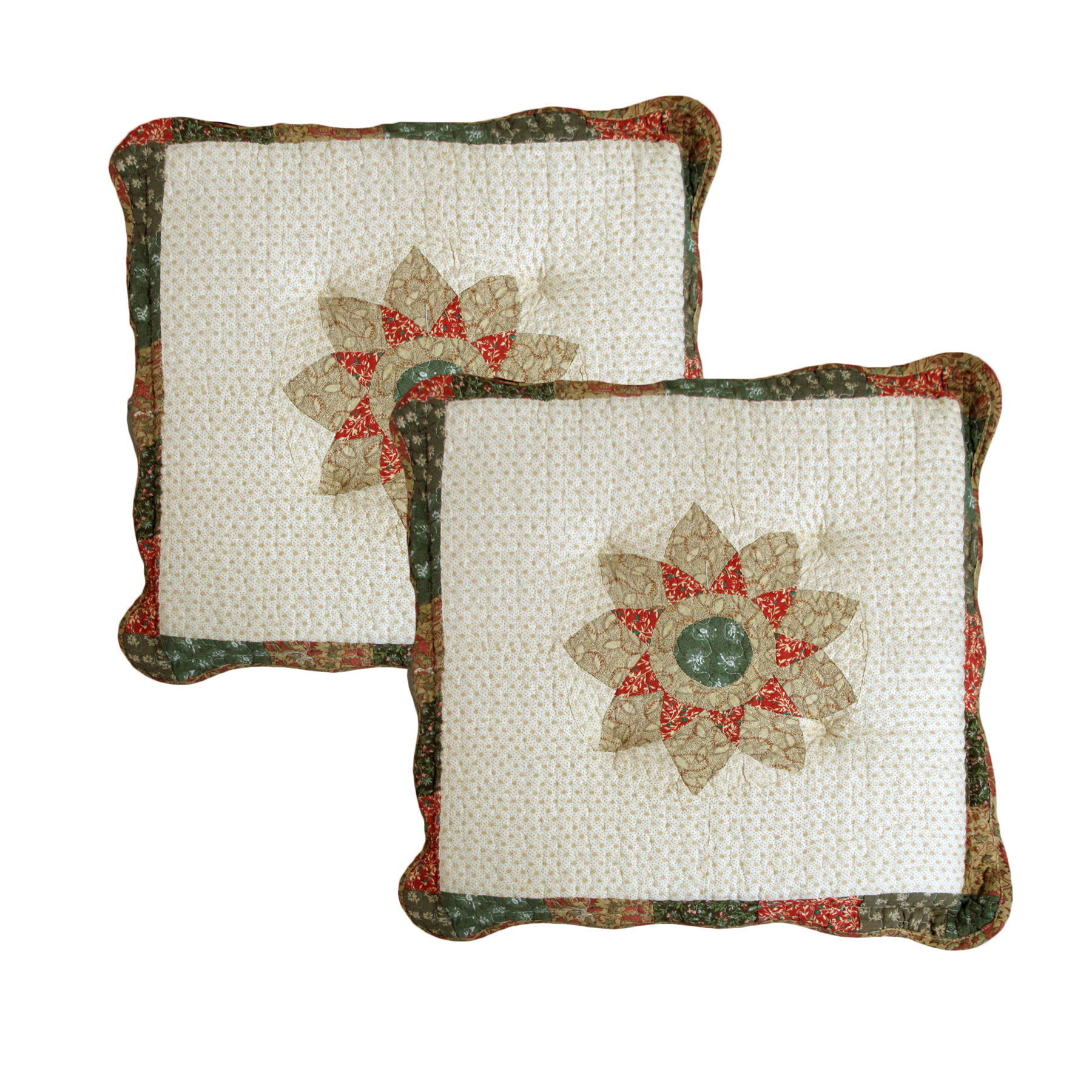 V442-ABR-CHAIRCU-SETOF2PATCHFLORAL-CREAM-SQ-185225-00 Choice Set of 2 Patchwork Floral Chair Pads 45 x 45 + 5 cm - Image 1