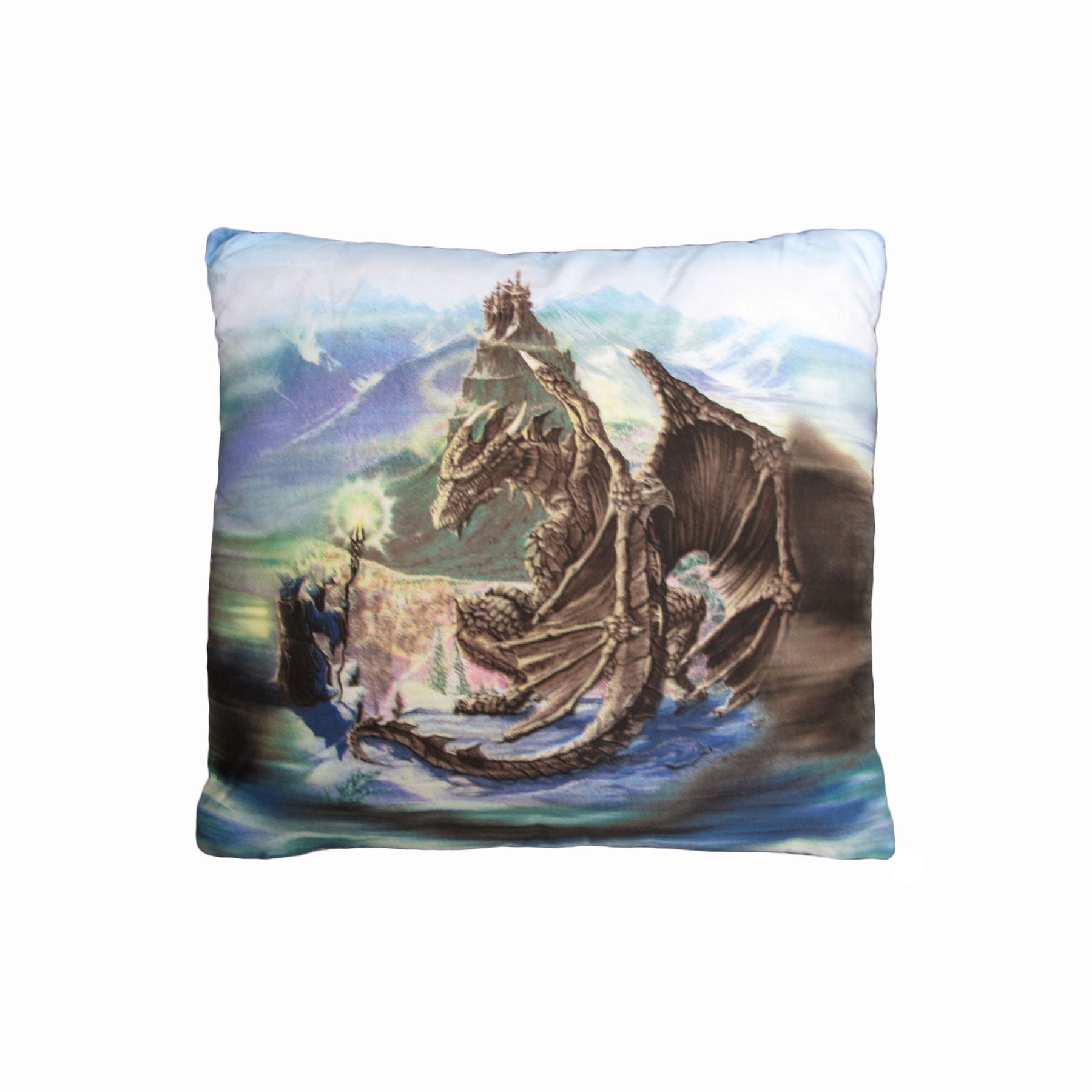 V442-ABR-CUSHION-DRAGONENCOUNTER-MULTI-SQ-96329-00 Dragon Encounter Filled Square Cushion - Image 1
