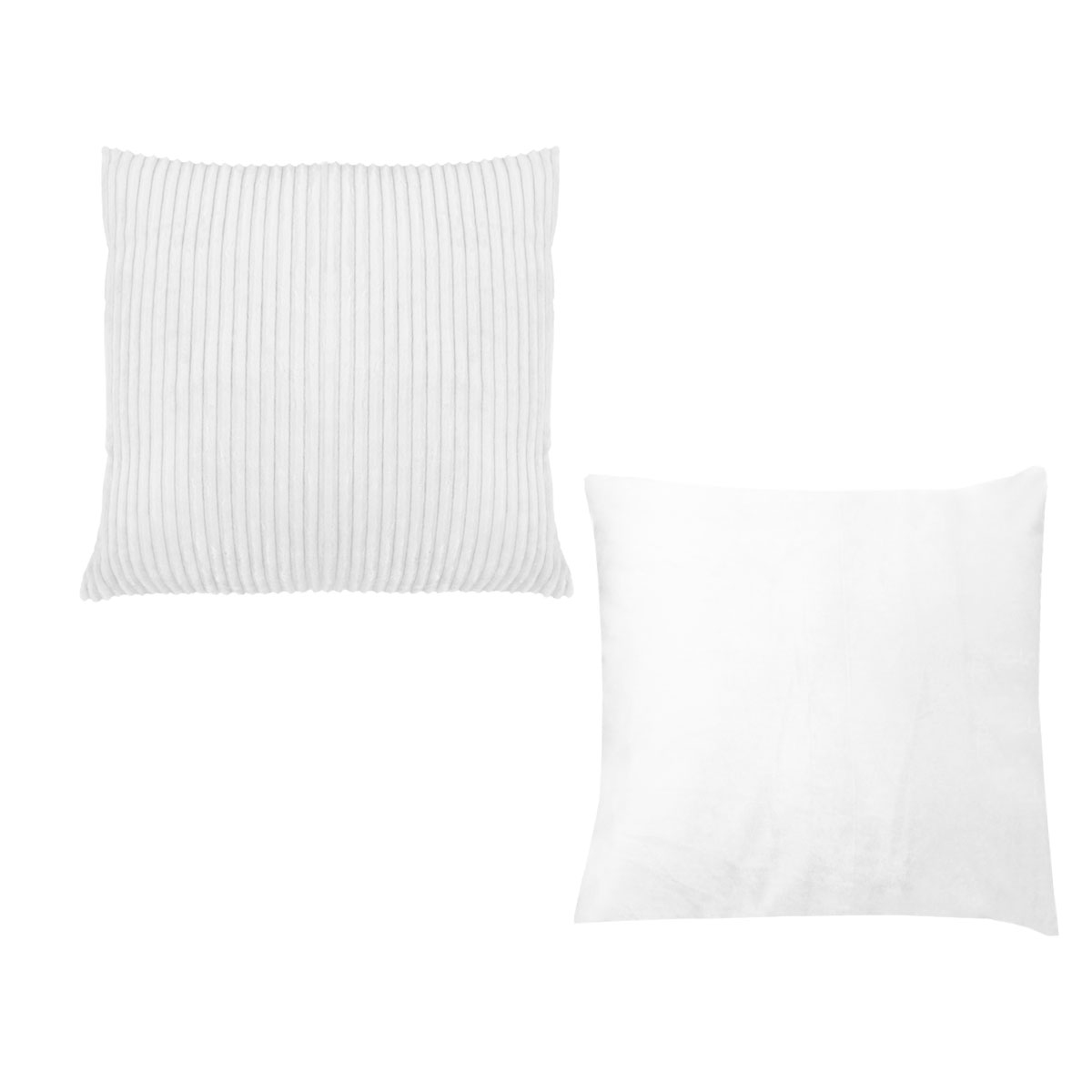 V442-ABR-CUSHION-PAIRCALICO-WHITE-SQ-96626-00 Pair of Calico Cordury Cushions White - Image 1