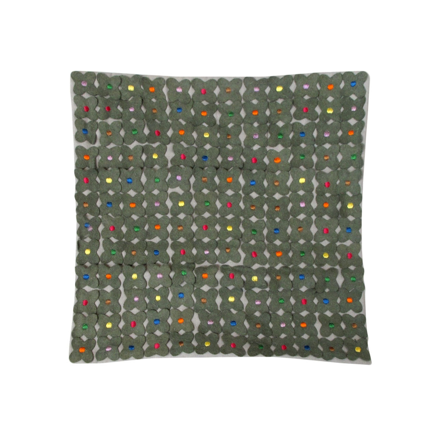 V442-ABR-CUSHIONC-LORAAPPLICATE-GREY-SQ-96327-00 Lora Applicate Flowers Grey Cushion Cover - Image 1