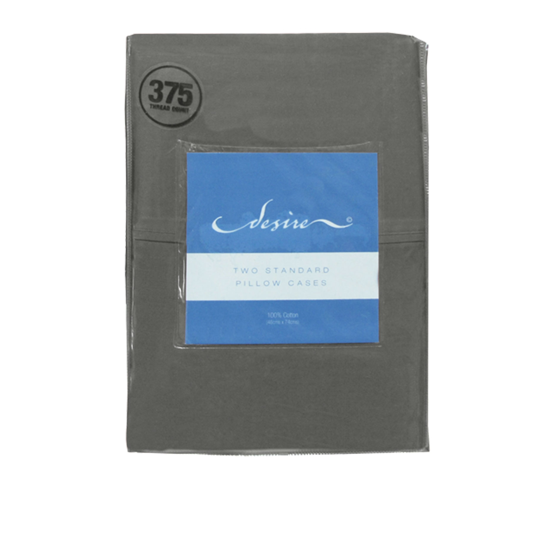 V442-ABR-PILLOWC-375TCCOTTON-GREY-ST-96432-00 Pair of Cotton Standard Pillowcases 375TC Grey - Image 1