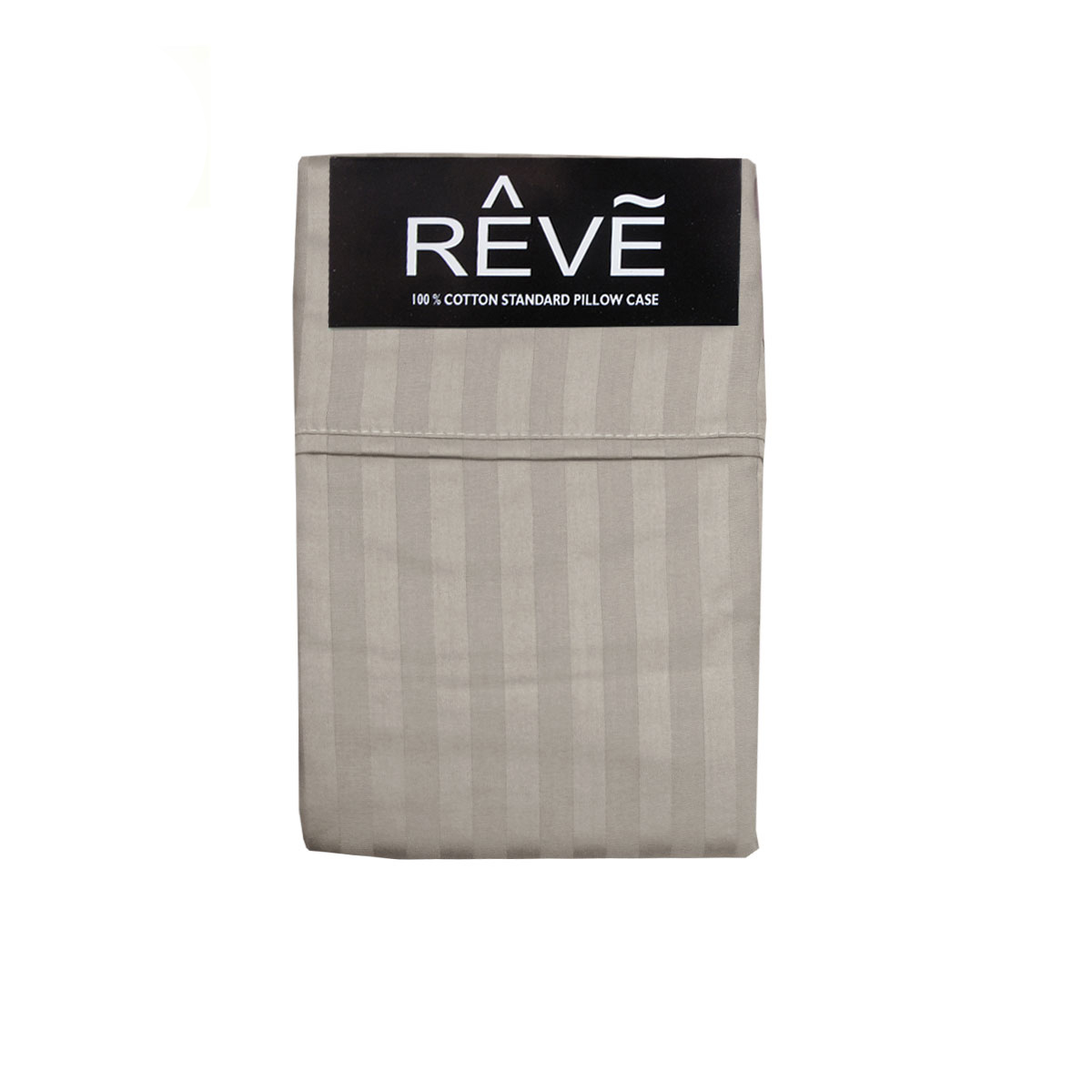 V442-ABR-PILLOWC-PAIRREVENARROWSTRIPE-TAUPE-ST-96559-00 Pair of Reve 100% Cotton Standard Pillowcases 48 x 74 cm Narrow Stripe Taupe - Image 1