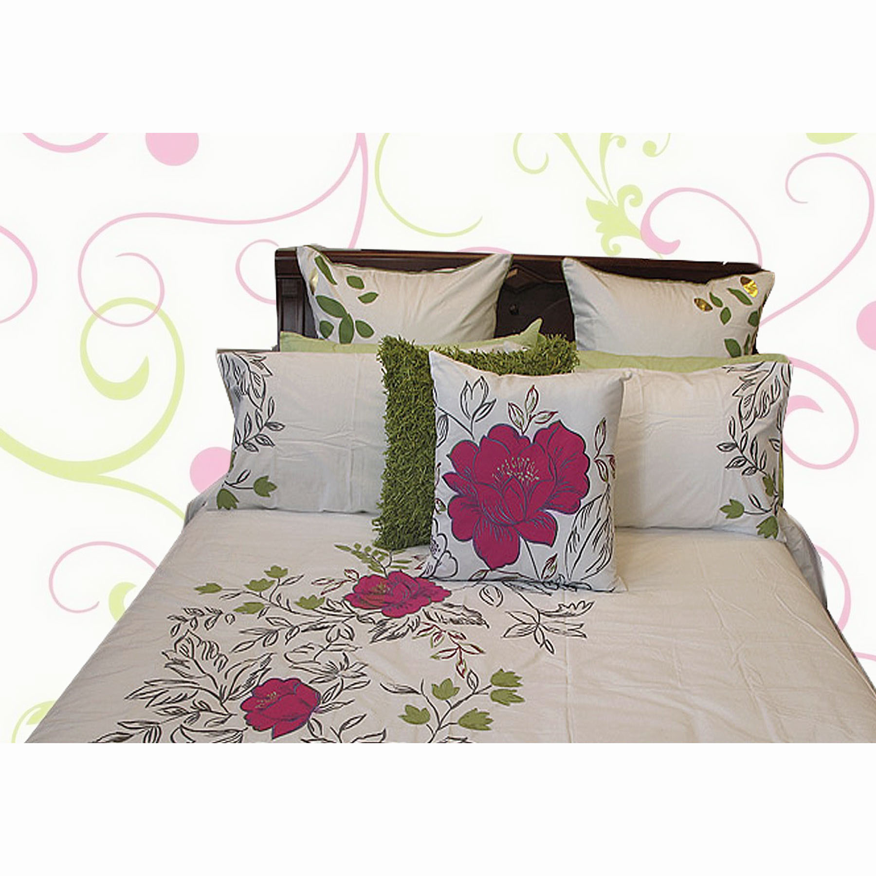 V442-ABR-QUILTCS-MONIQUE-WHITE-DS-96447-00 Monique Embroidery Quilt Cover Set DOUBLE - Image 1