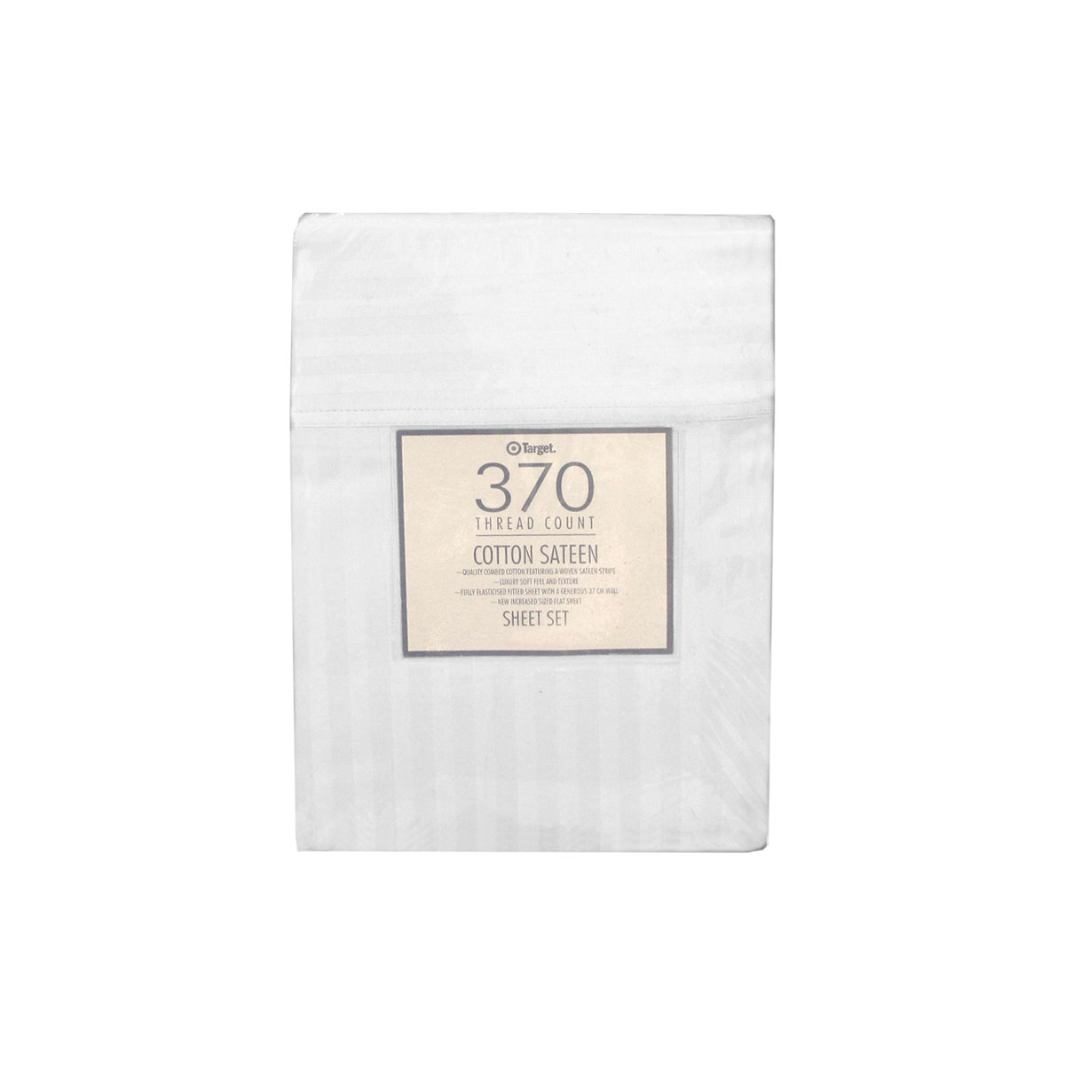 V442-ABR-SHEETS-STRIPE370TC-WHITE-KI-96993-00 370TC White Self-striped Cotton Sateen Sheet Set King - Image 1