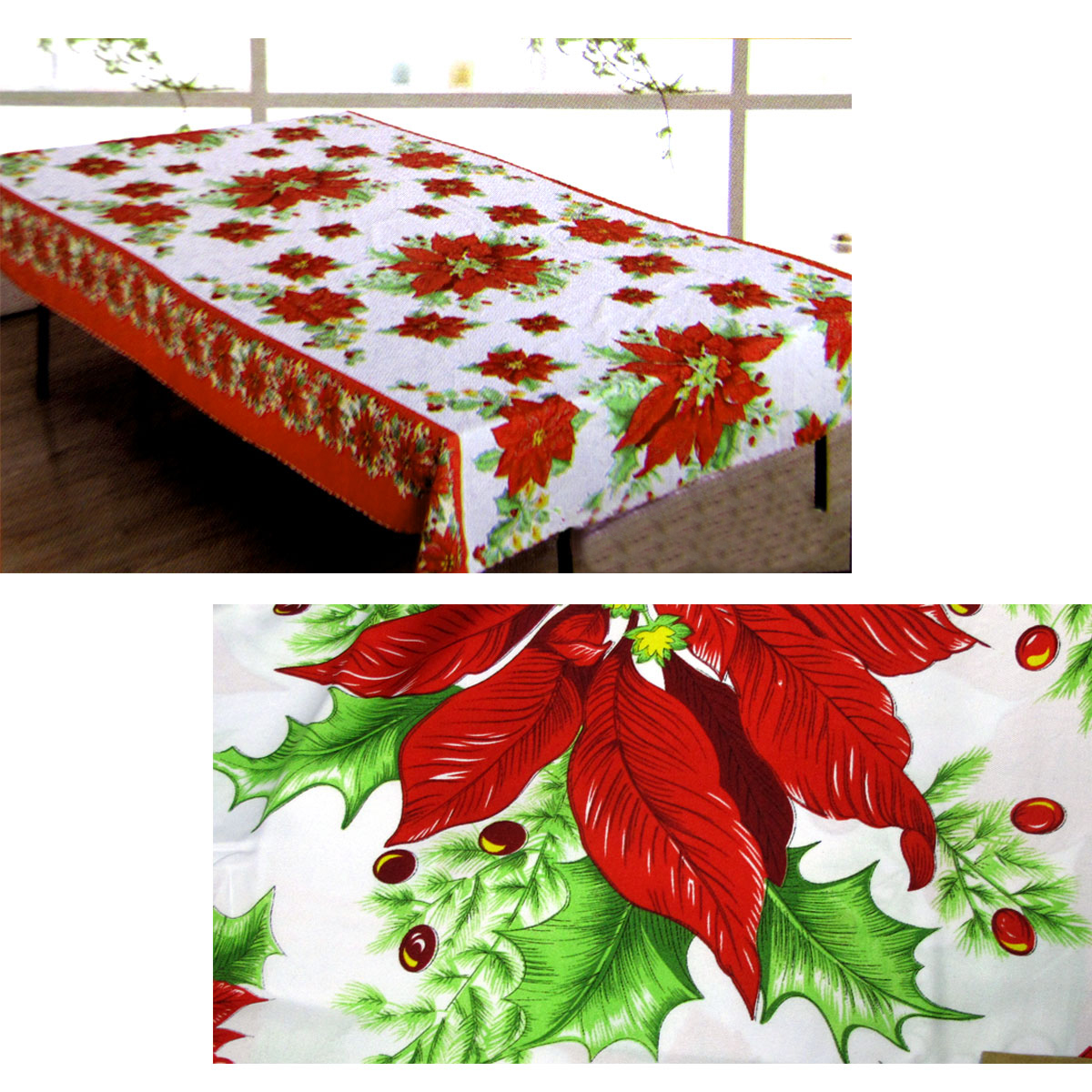 V442-ABR-TABLEC-NL18075XMAS300CM-WHITE-RE-96253-00 Christmas Rectangular Table Cloth NL18075 150x300cm - Image 1