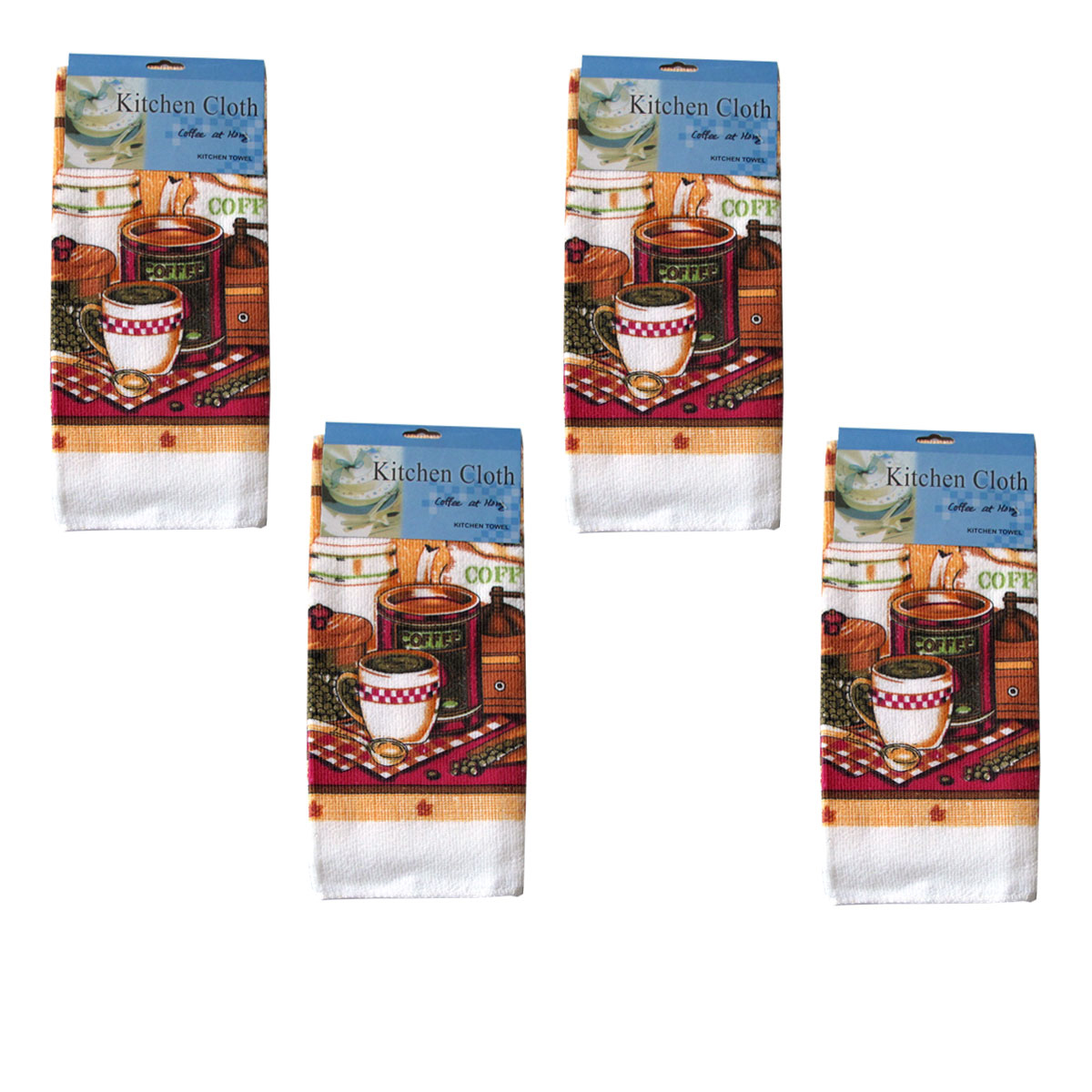 V442-ABR-TEAT-SETOF4COFFEEATHOME-MULTI-RE-96913-00 Set of 4 Microfibre Printed Tea Towels Coffee at Home - Image 1
