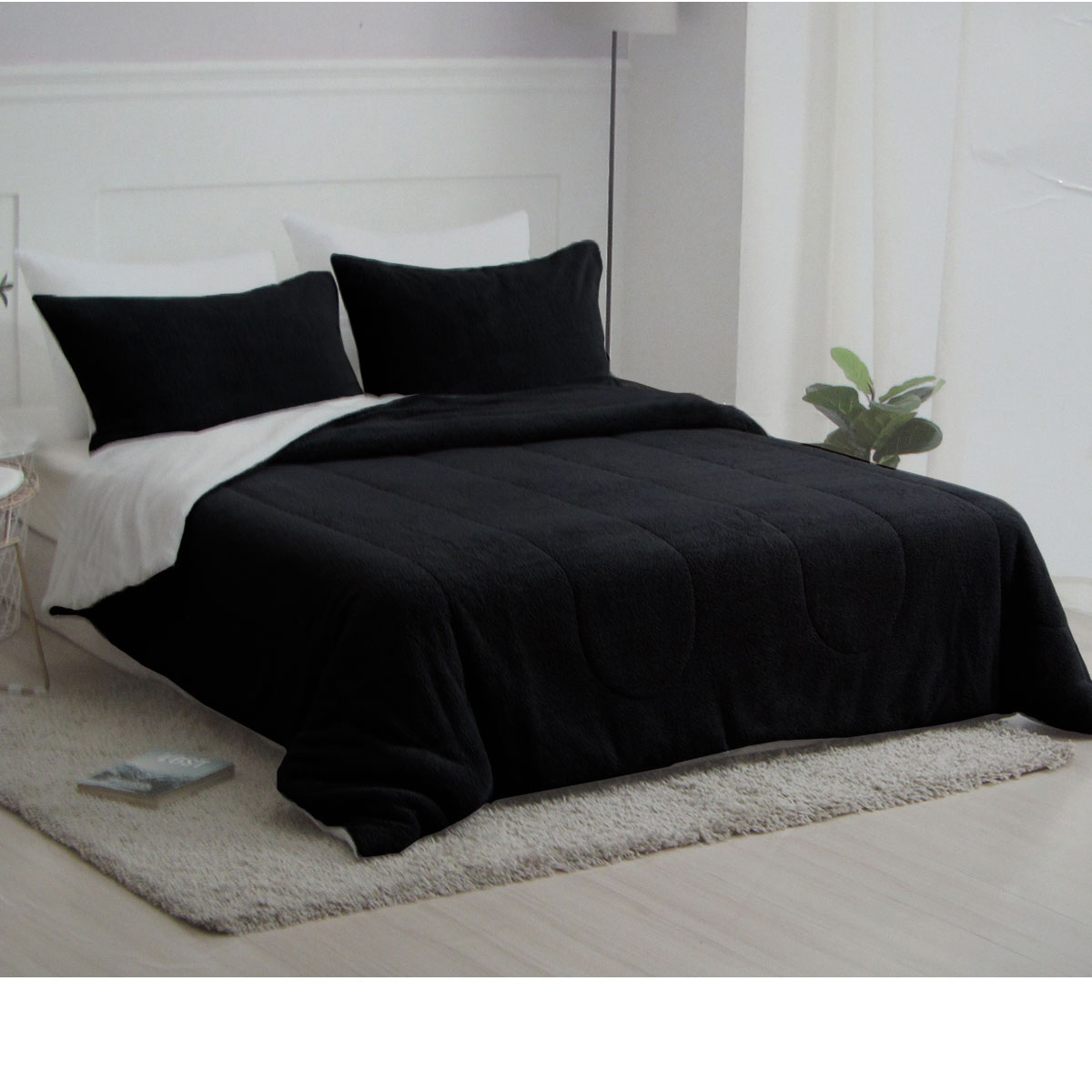 V442-ATX-COMFORTER-NOLAN-BLACK-QS-204820-00 Nolan Black 4 Piece Comforter Set Queen - Image 1
