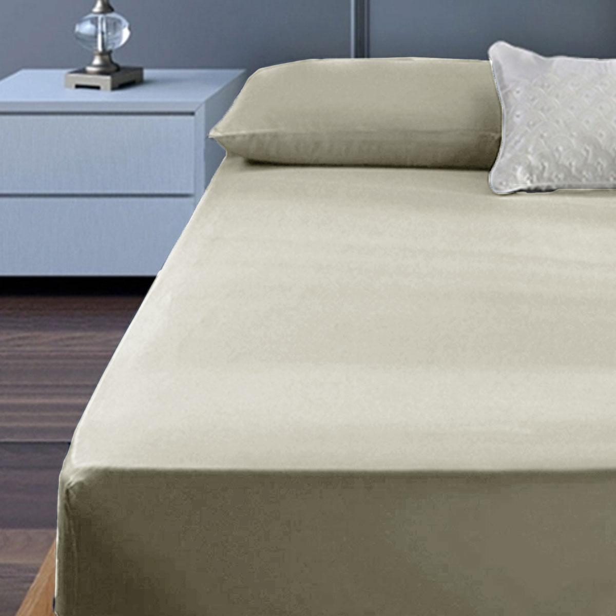 V442-ATX-FITTEDSS-400TCCOTTON-TAUPE-KS-89290-00 400TC Cotton Percale King Single Combo Set 50cm Wall Taupe - Image 1