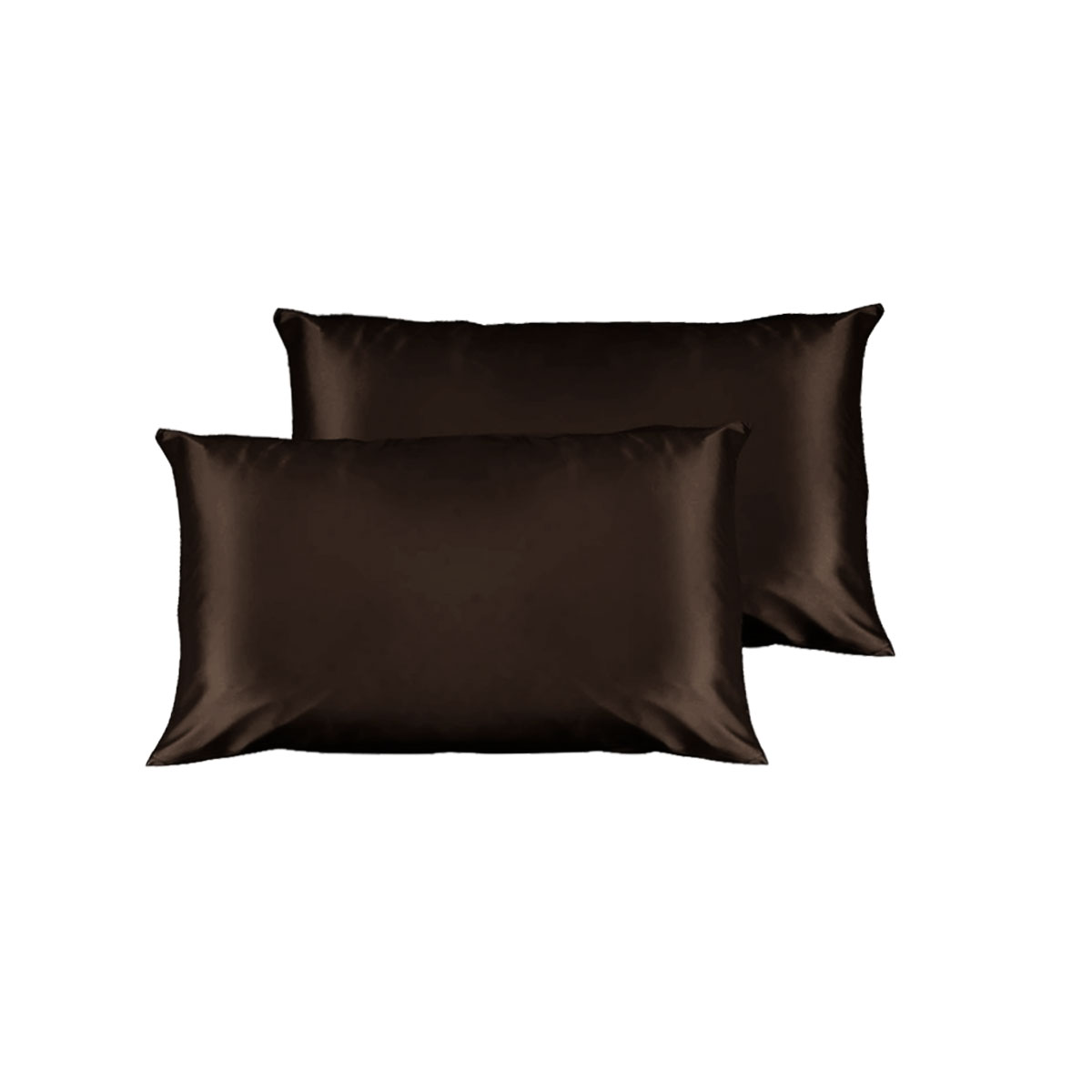 V442-ATX-PILLOWC-PAIRSATIN-CHOCOLATE-ST-155356-00 Pair of Satin Standard Pillowcases Chocolate 48 x 73 cm x 15cm (Flap) - Image 1