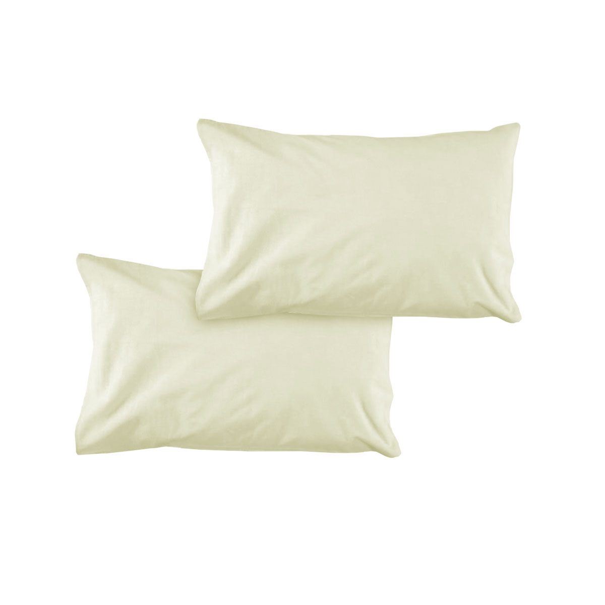 V442-ATX-PILLOWC-PAIRSOLID-CREAM-ST-155345-00 Pair of Solid Colour Microfiber Standard Pillowcases 48x73cmx15cm (Flap) Cream - Image 1