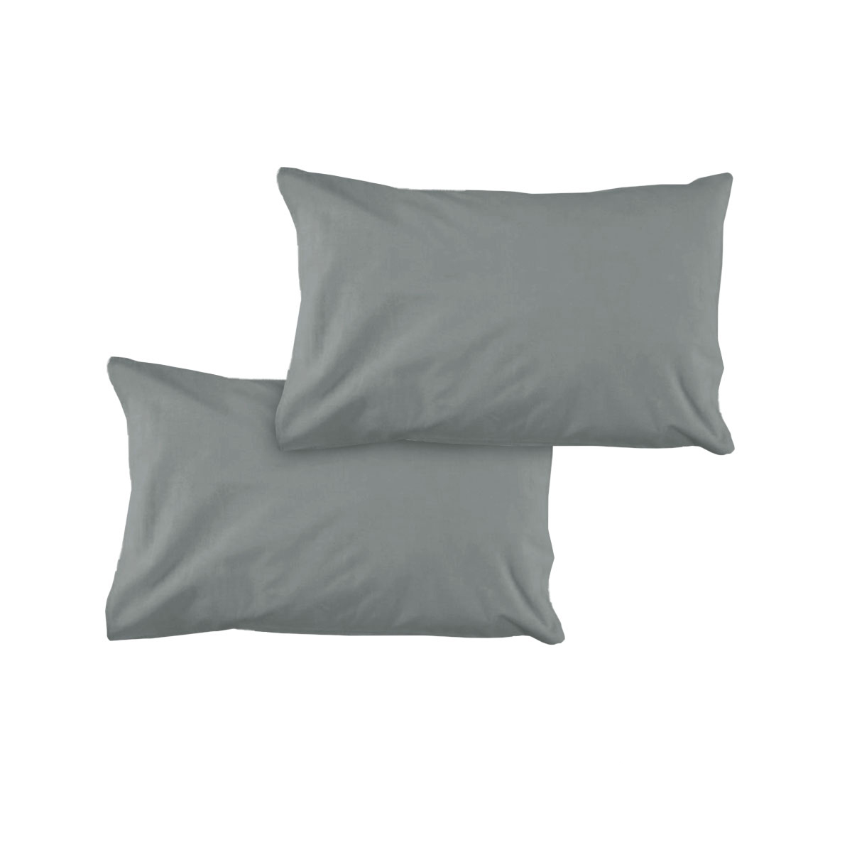 V442-ATX-PILLOWC-PAIRSOLID-GREY-ST-155349-00 Pair of Solid Colour Microfiber Standard Pillowcases 48x73cmx15cm (Flap) Grey - Image 1