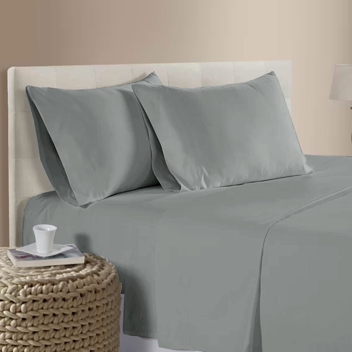 V442-ATX-SHEETS-400TCBAMBOO-GREY-QS-79505-00 400TC Bamboo Cotton Sheet Set Grey Queen - Image 1