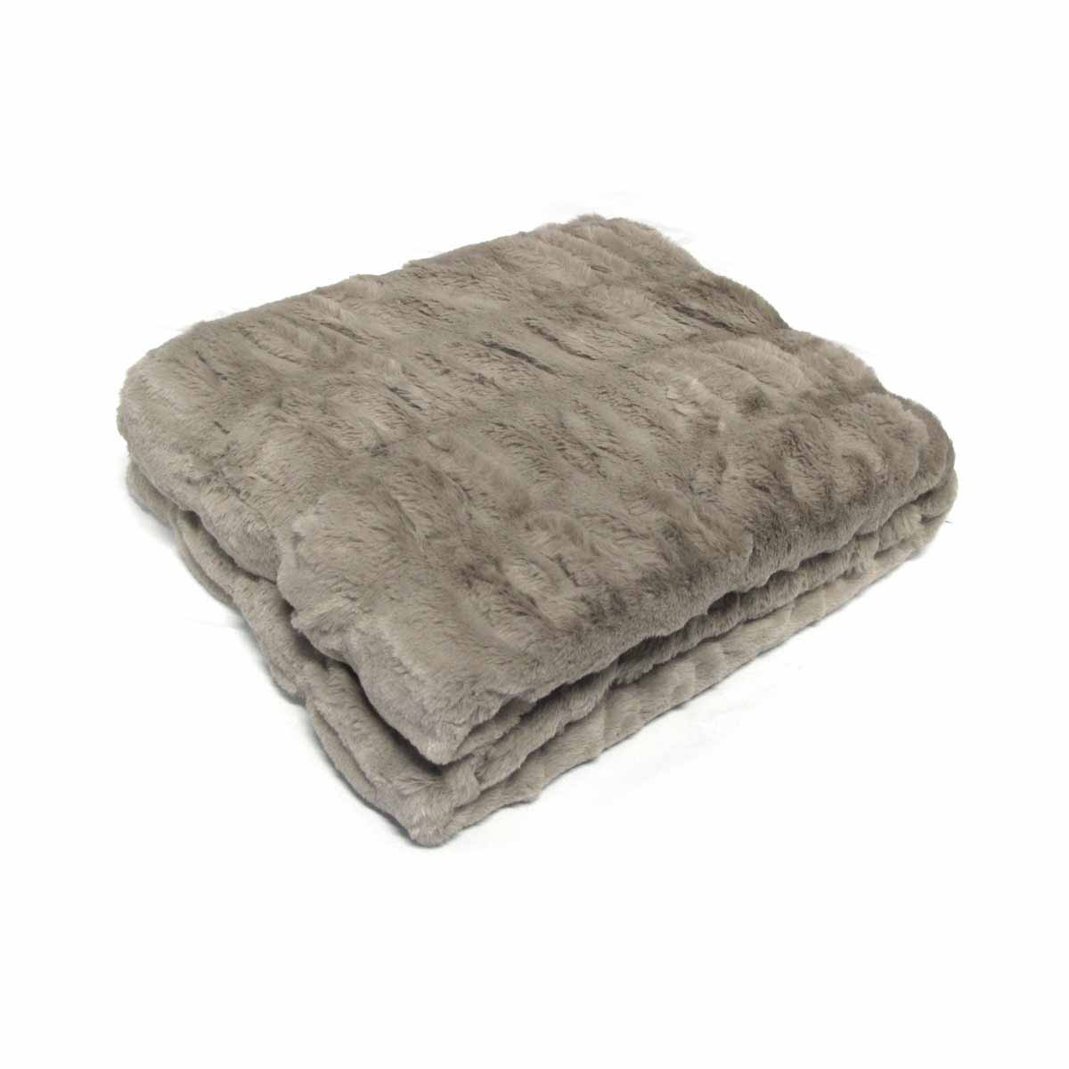 V442-ATX-THROW-HARPER-MOCHA-RE-202506241231-00 Harper Soft Ruched Pattern Faux Fur Throw Rug 127 x 152 cm Mocha - Image 1