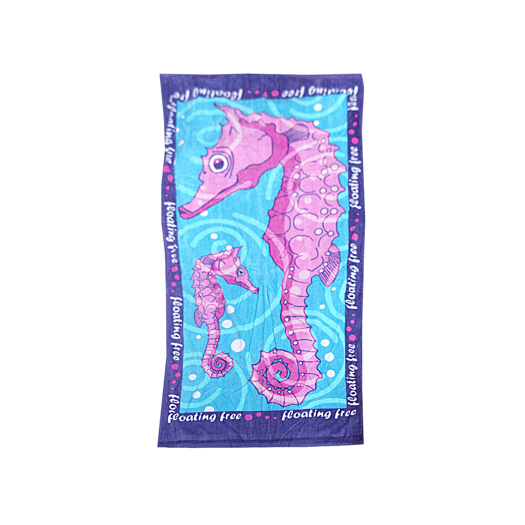 V442-ATX-TOWEL-2IN1SEAHORSE-BLUE-RE-79357-00 Extra Large Beach Towel N Bag Seahorse - Image 1