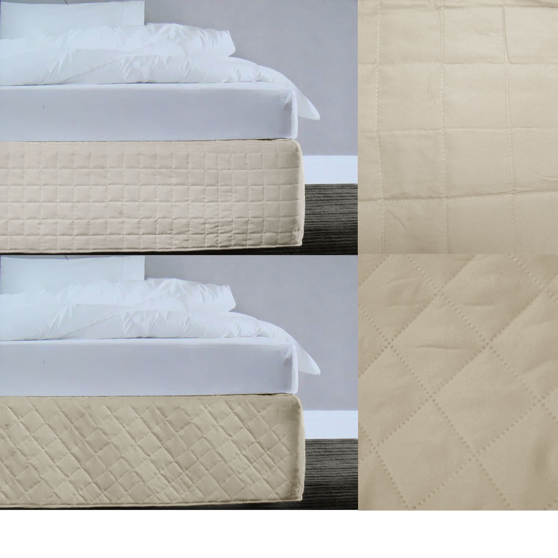 V442-ATX-VALANCE-RANDOMPATTERNQUILTED-LINEN-QS-79346-00 Random Pattern Quilted Valance Linen Queen - Image 1