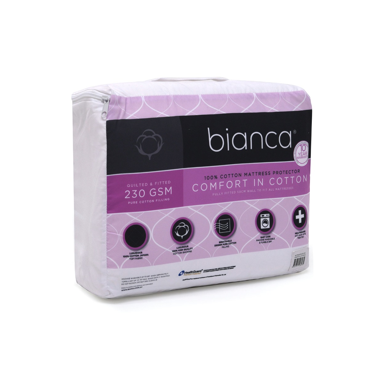 V442-BCA-MATTRESSP-COTTON-WHITE-SB-202924-00 Bianca Comfort in Cotton Mattress Protector Single - Image 1