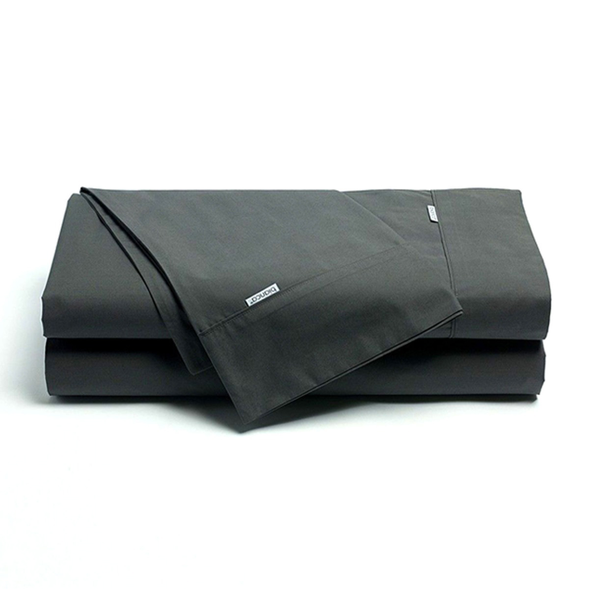 V442-BCA-SHEETS-HESTON-CHARCOAL-SB-204559-00 Bianca Heston Cotton Percale Sheet Set Charcoal Single - Image 1