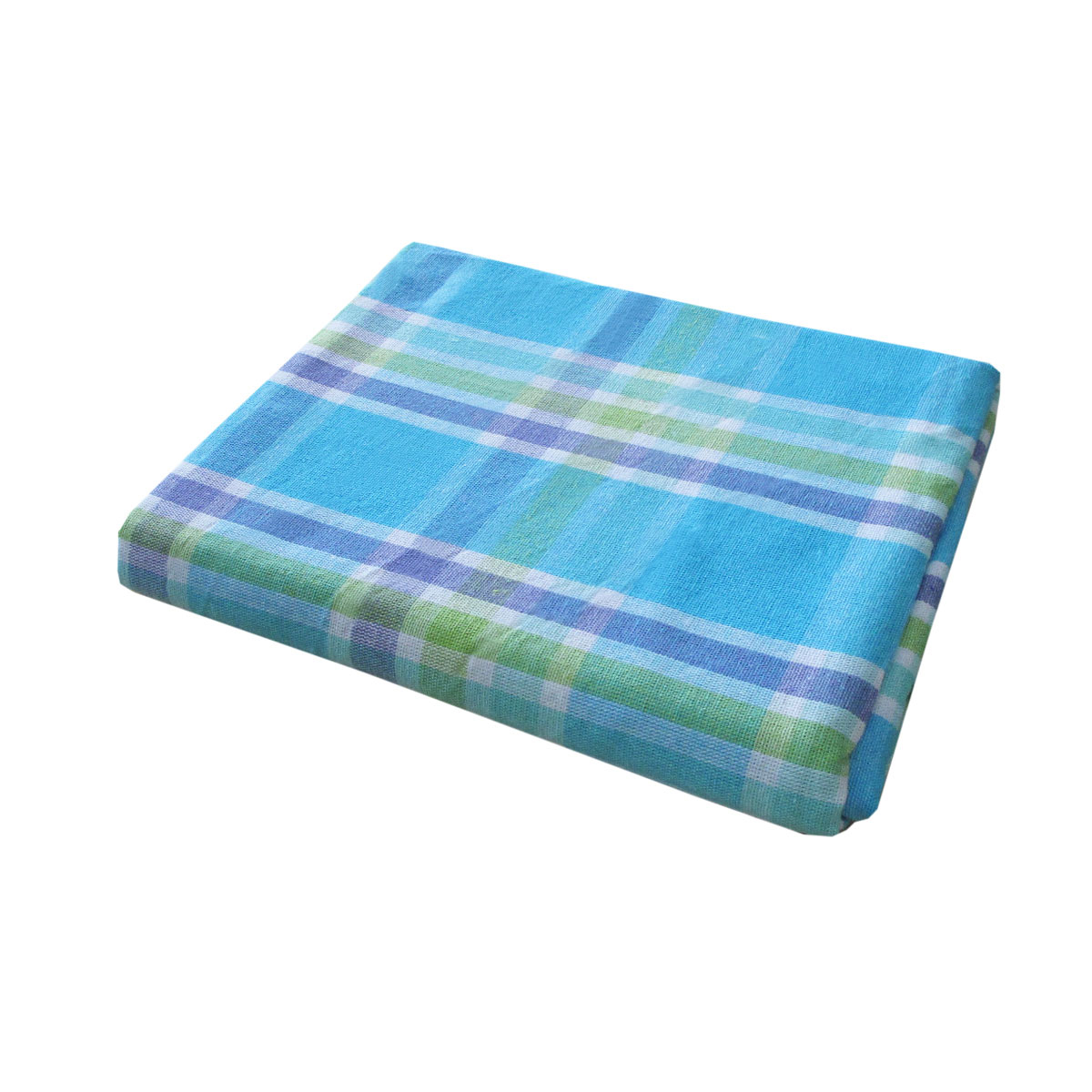 V442-BZO-TABLEC-PLAIDCHECKS180-BLUE-RE-97889-00 Cotton Plaid Checks Oblong Table Cloth Blue 130 x 180cm - Image 1