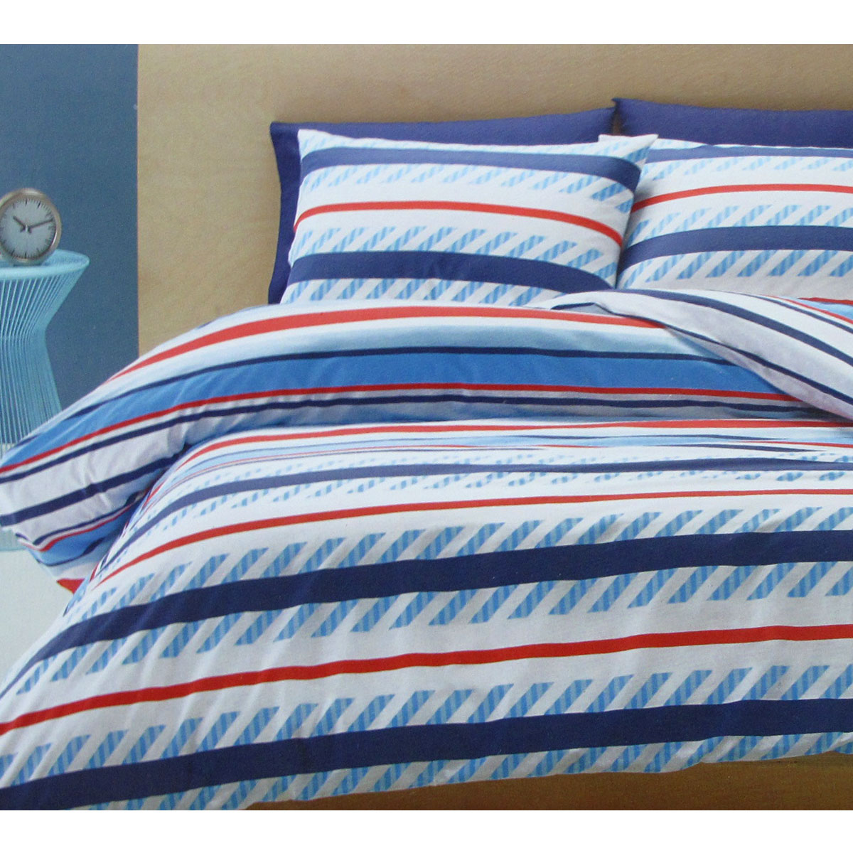 V442-CAP-QUILTCS-ATLANTA-BLUE-KI-98506-00 Belmondo Atlanta Striped Easy Care Quilt Cover Set King - Image 1