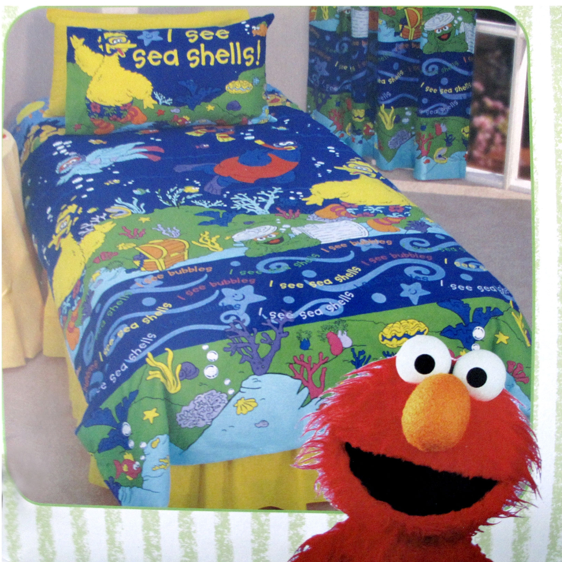 V442-CAP-QUILTCS-SESAMESTREET-BLUE-SB-98028-00 Sesame Street Quilt Cover Set Single - Image 1