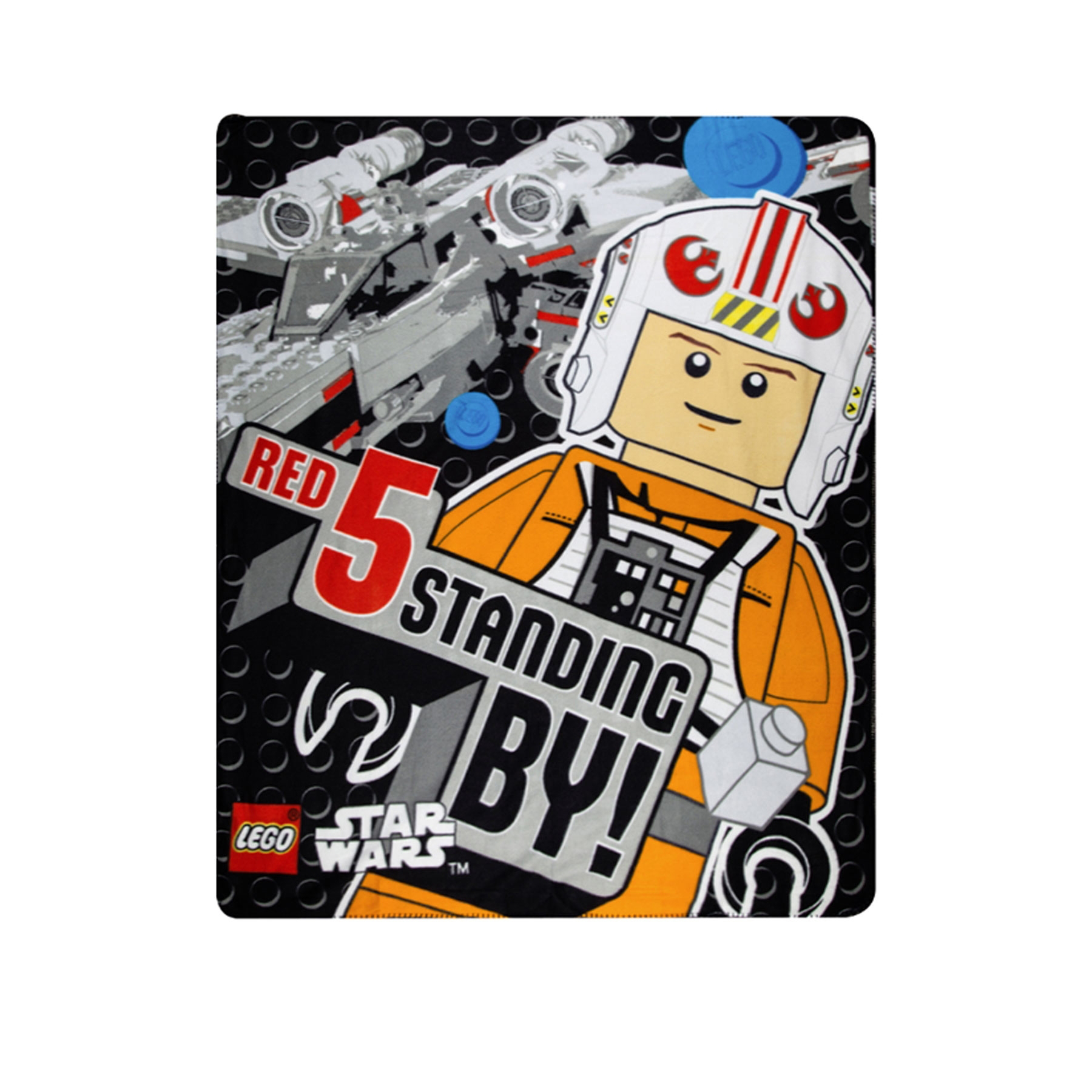 V442-CAP-THROW-RED5STANDINGBY-MULTI-RE-98547-00 Polar Fleece Throw Rug Lego Star War Red 5 Standing By - Image 1