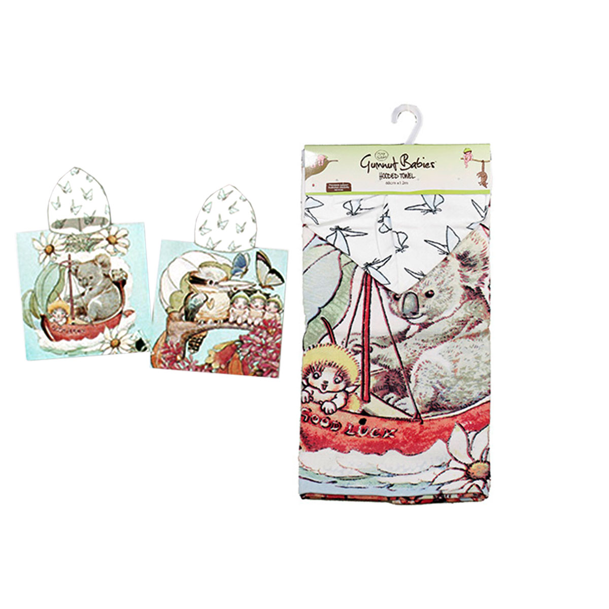 V442-CAP-TOWEL-HOODEDGUMNUT2842-BROWN-SH-98502-00 Caprice Gumnut Babies Cotton Hooded Licensed Towel 60 x 120 cm - Image 1