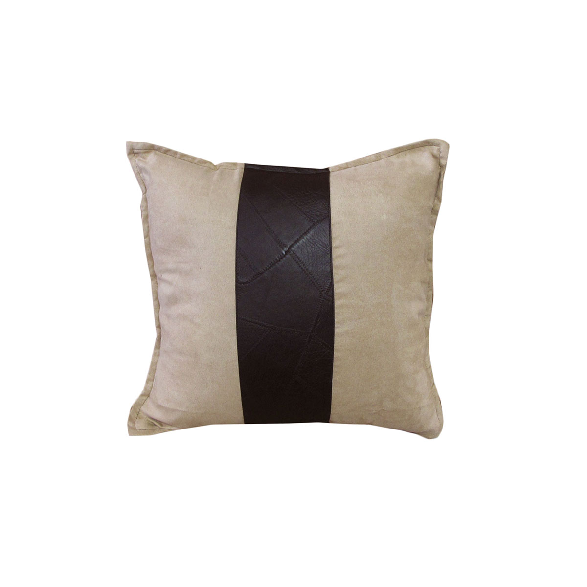 V442-END-CUSHIONC-STUDIO-BROWN-SQ-98759-00 Phase 2 Studio Faux Suede/Faux Leather Square Cushion Cover 40 x 40 cm - Image 1