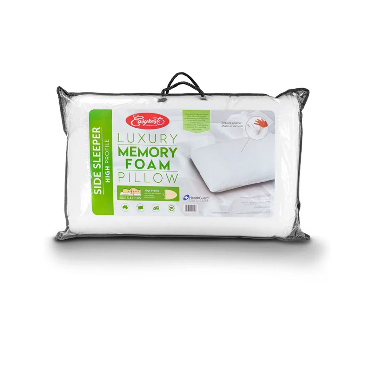 V442-ERT-PILLOW-MEMORYFOAMSIDE-WHITE-ST-78044-00 Easyrest Side Sleeper High Profile Luxury Memory Foam Pillow 65 x 40 + 12cm BONUS removable Cover - Image 1