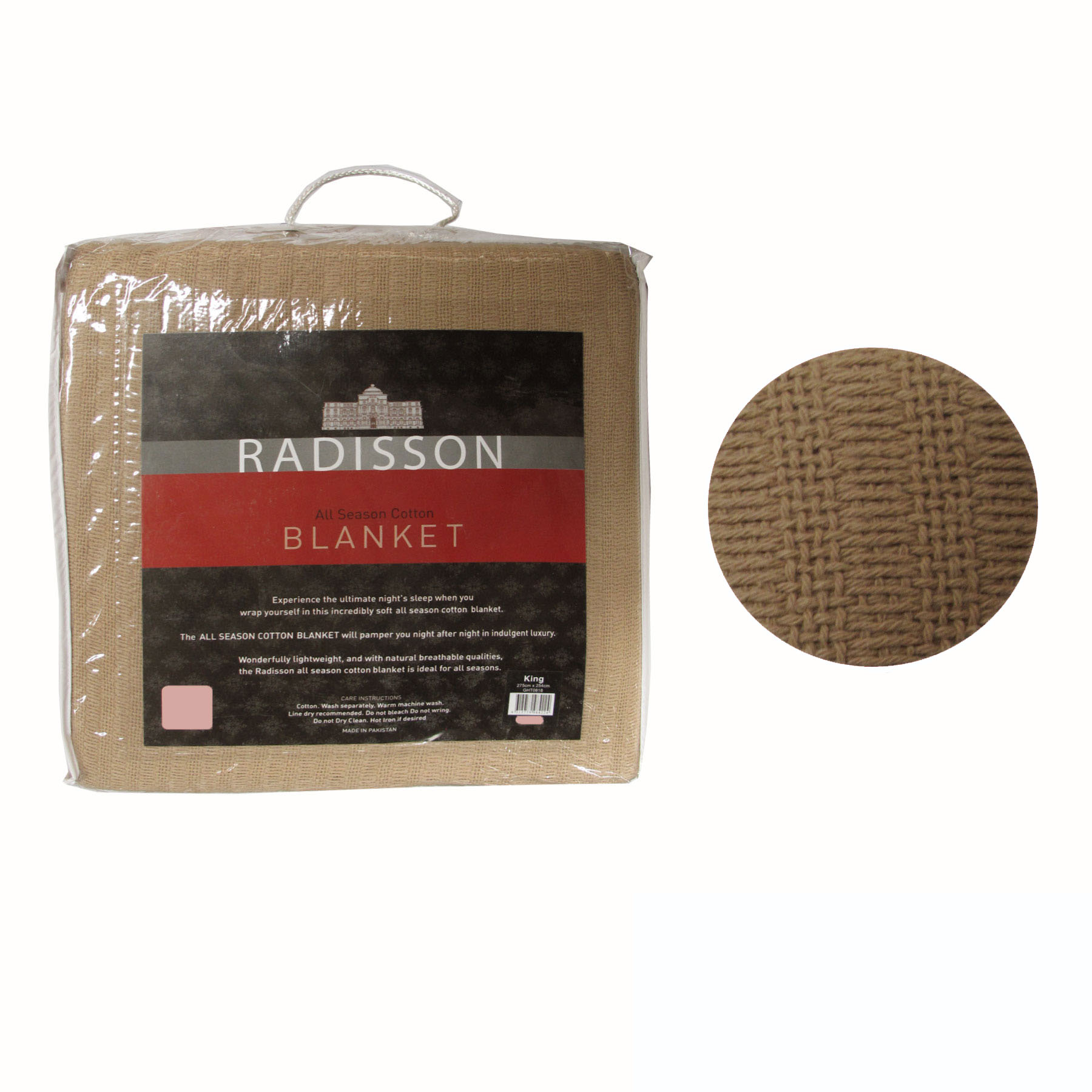 V442-GHT-BLANKET-RADISSONCOTTON-LATTE-KI-104325-00 Radisson All Season Cotton Blanket Latte KING - Image 1