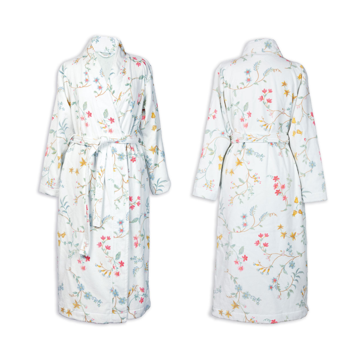 V442-HIN-BATHROBE-LESFLEURS-WHITE-XXL-83263-00 PIP Studio Les Fleurs Cotton Bath Robe White XXL - Image 1