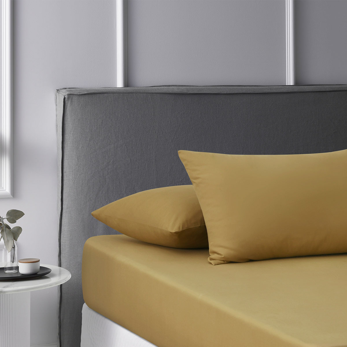 V442-HIN-FITTEDSS-WASHCOTTON-PECAN-KI-83606-00 Accessorize Pecan Washed Cotton Fitted Sheet Set King - Image 1