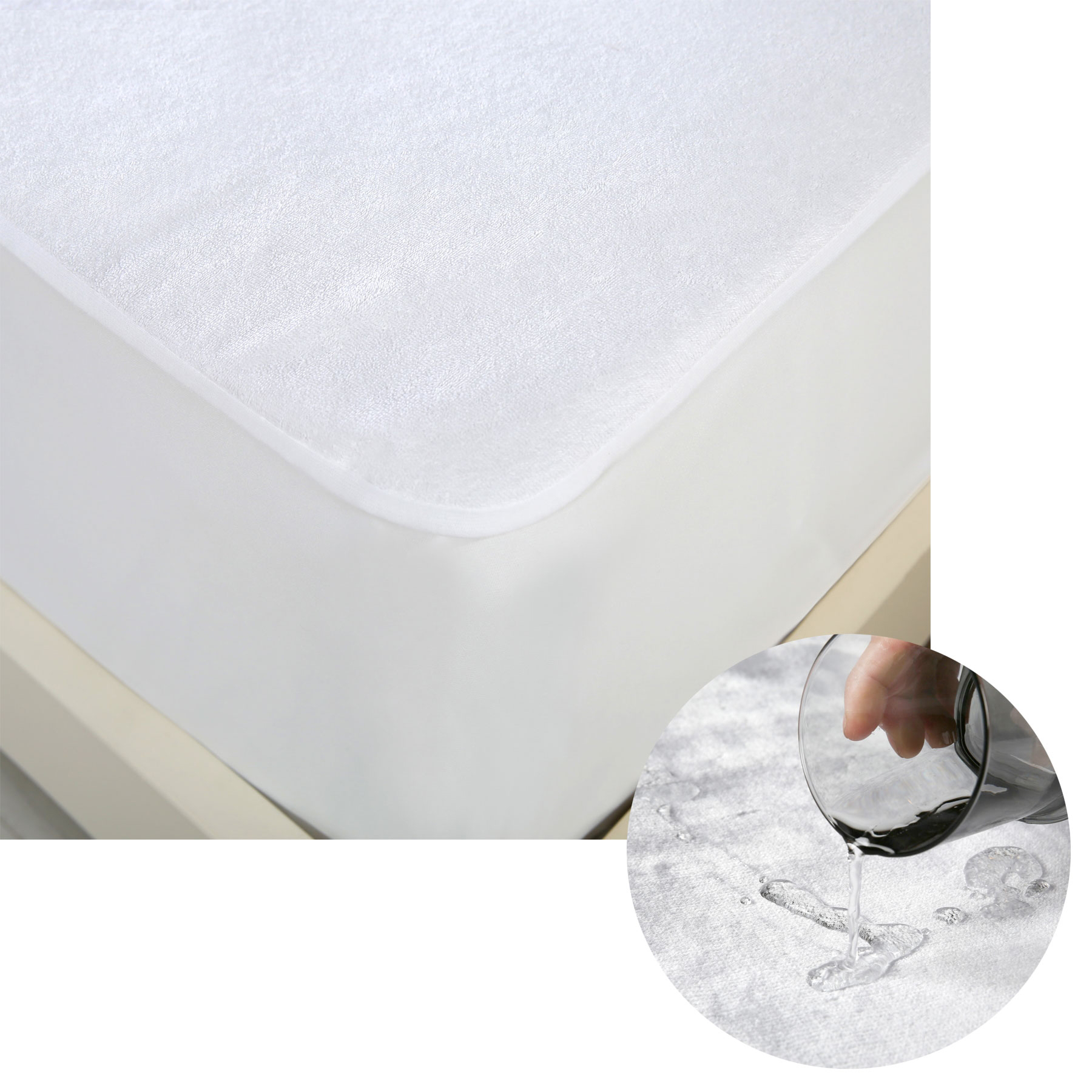 V442-HIN-MATTRESSP-COTTONWATERPROOF-WHITE-KS-82407-00 Accessorize Cotton Top Waterproof Mattress Protector King Single - Image 1