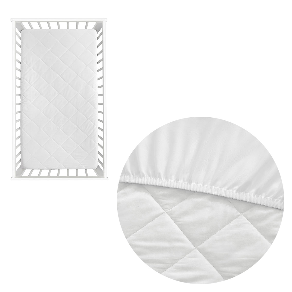 V442-HIN-MATTRESSP-LITTLEGEM-WHITE-CT-158568-00 Little Gem 100% Cotton Cot Mattress Protector - Image 1