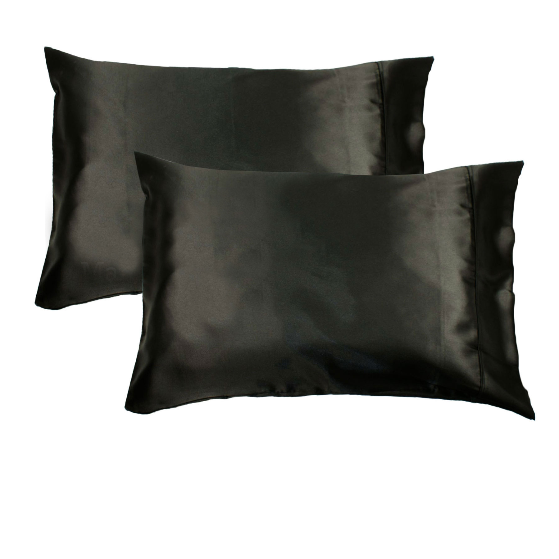 V442-HIN-PILLOWC-300TCSATIN-BLACK-ST-82386-00 Accessorize 300TC Deluxe Essentials Satin Standard Pillowcases Black - Image 1