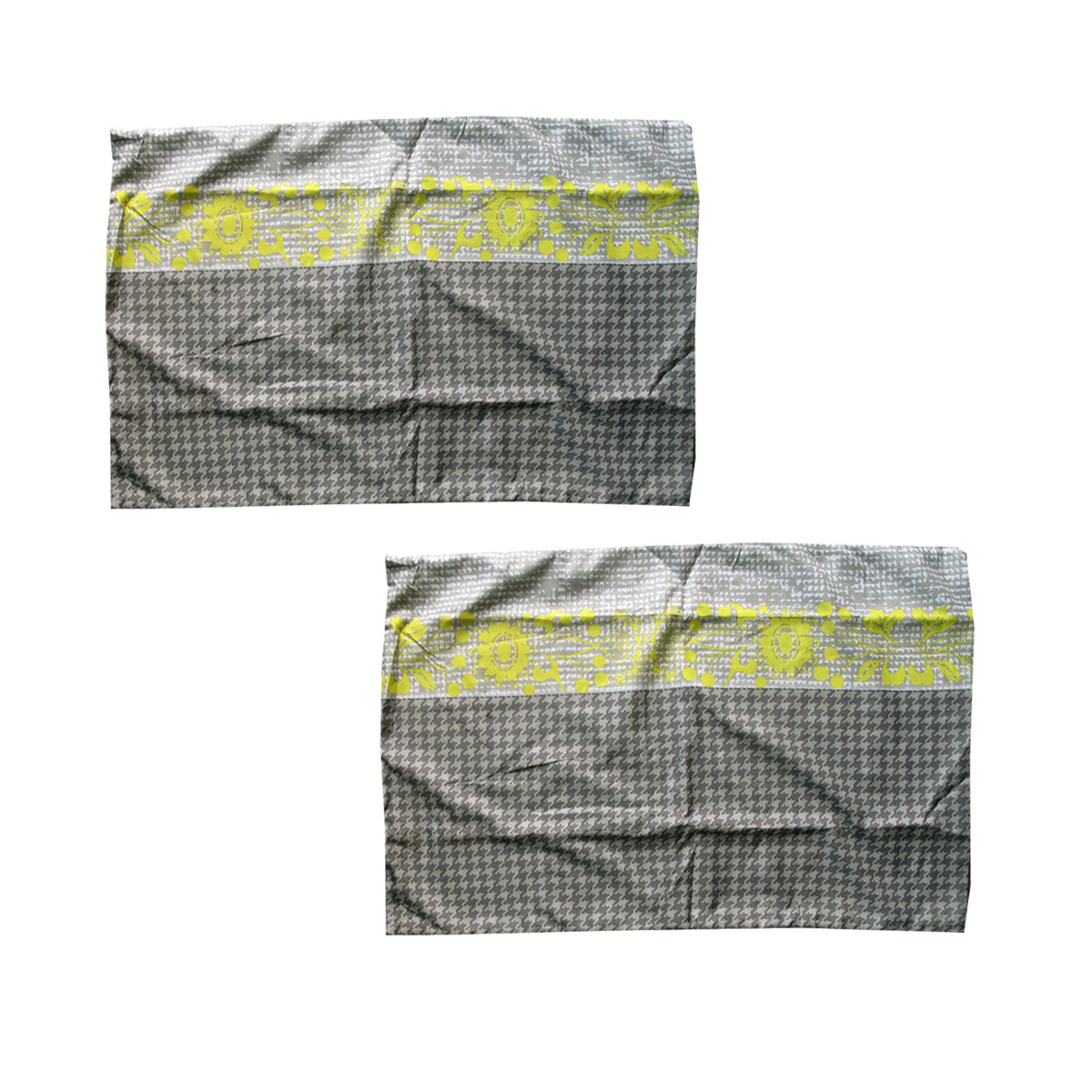 V442-HIN-PILLOWC-ALINEONPAIR-GREY-RE-204767-00 Pair of Microfiber Polyester Ali Neon Grey/Green Standard Pillowcases by Home Innovations - Image 1