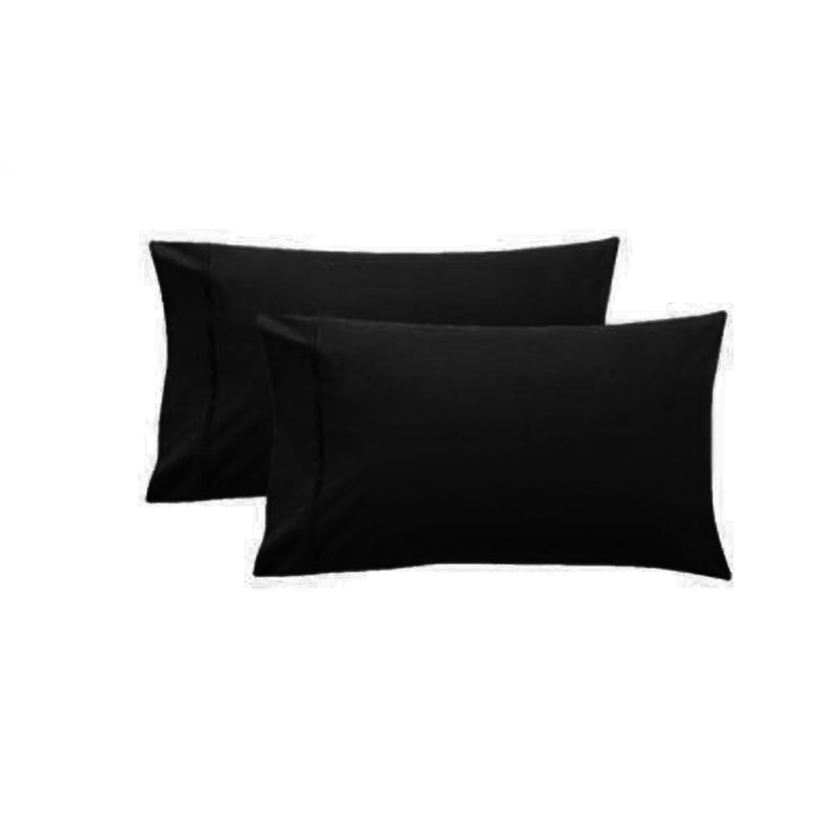 V442-HIN-PILLOWC-COTTON-250TC-BLACK-ST-82367-00 Pair of Pure Cotton 250TC Standard Pillowcases Black - Image 1