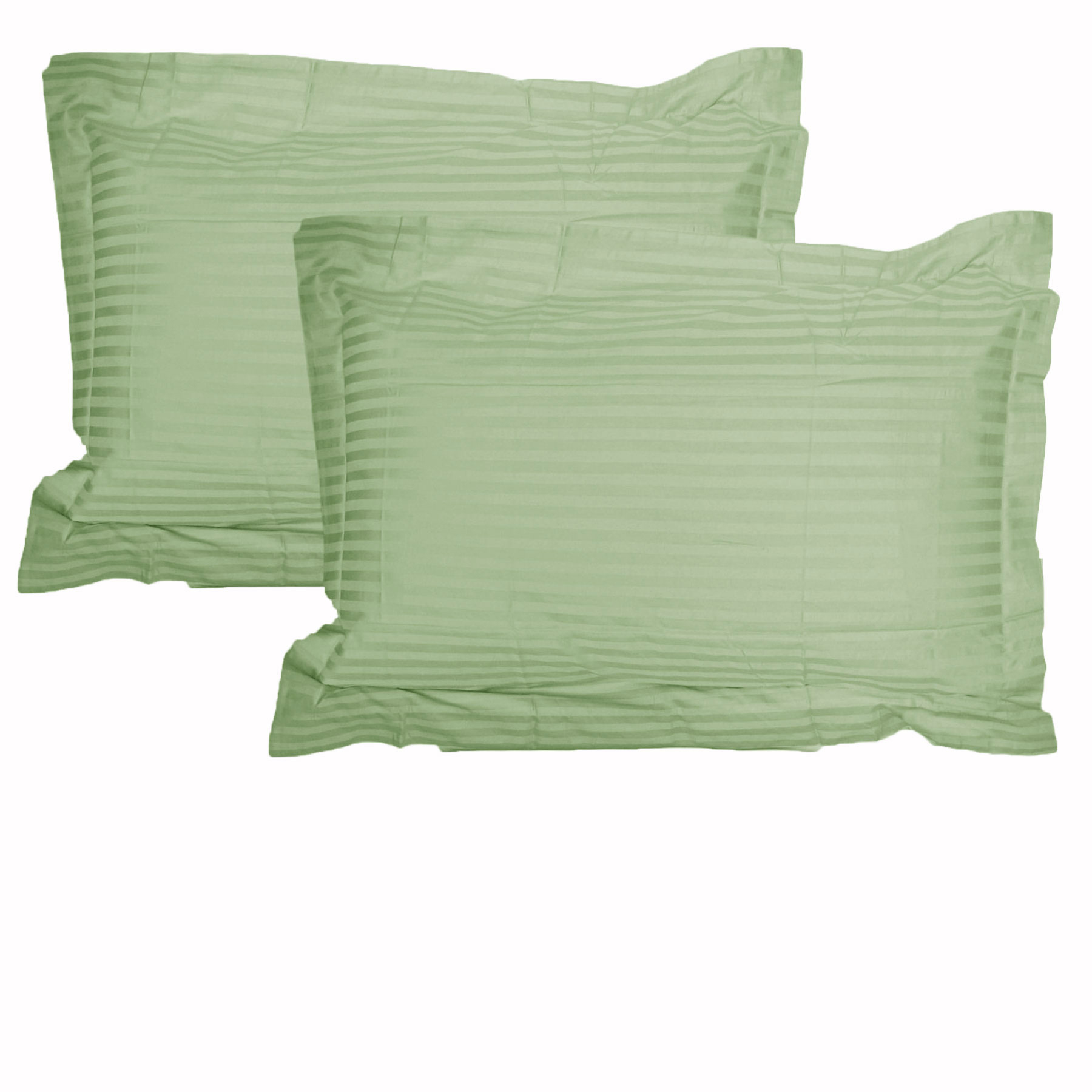 V442-HIN-PILLOWC-STRIPE-GREEN-QS-82322-00 Accessorize 325TC Pair of Stripe Jumbo / Queen Pillowcases Green - Image 1