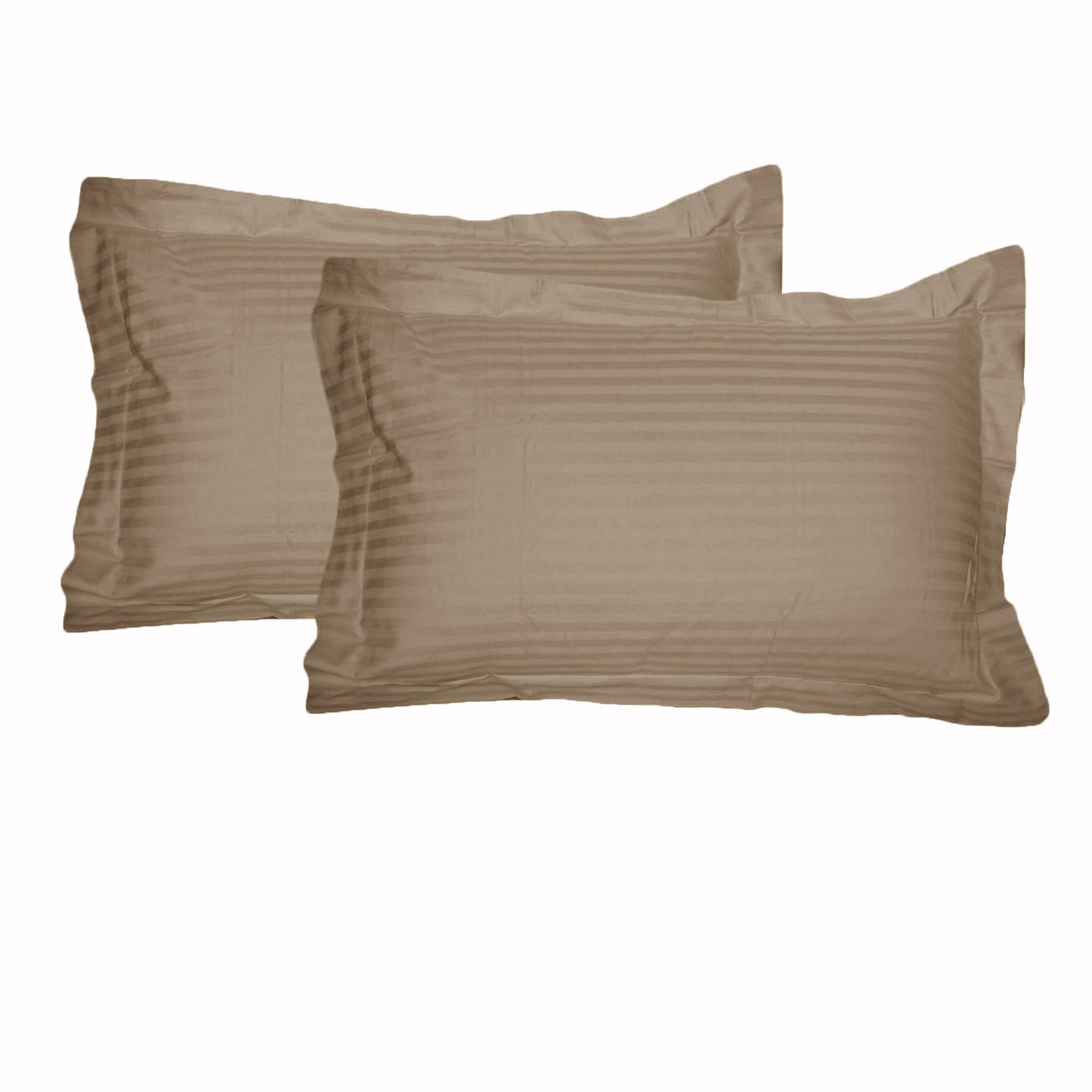 V442-HIN-PILLOWC-STRIPETAILORED-MOCHA-ST-82316-00 Accessorize 325TC Pair of Tailored Standard Pillowcases Mocha - Image 1