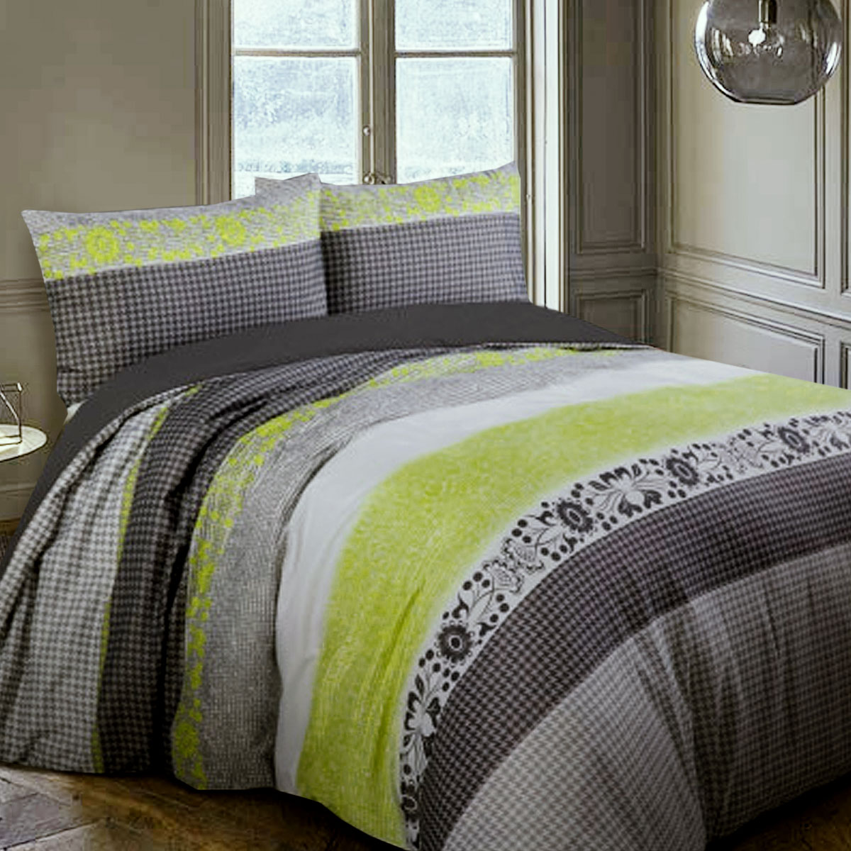 V442-HIN-QUILTCS-ALINEON-GREY-QS-82301-00 Big Sleep Ali Neon Quilt Cover Set Queen - Image 1