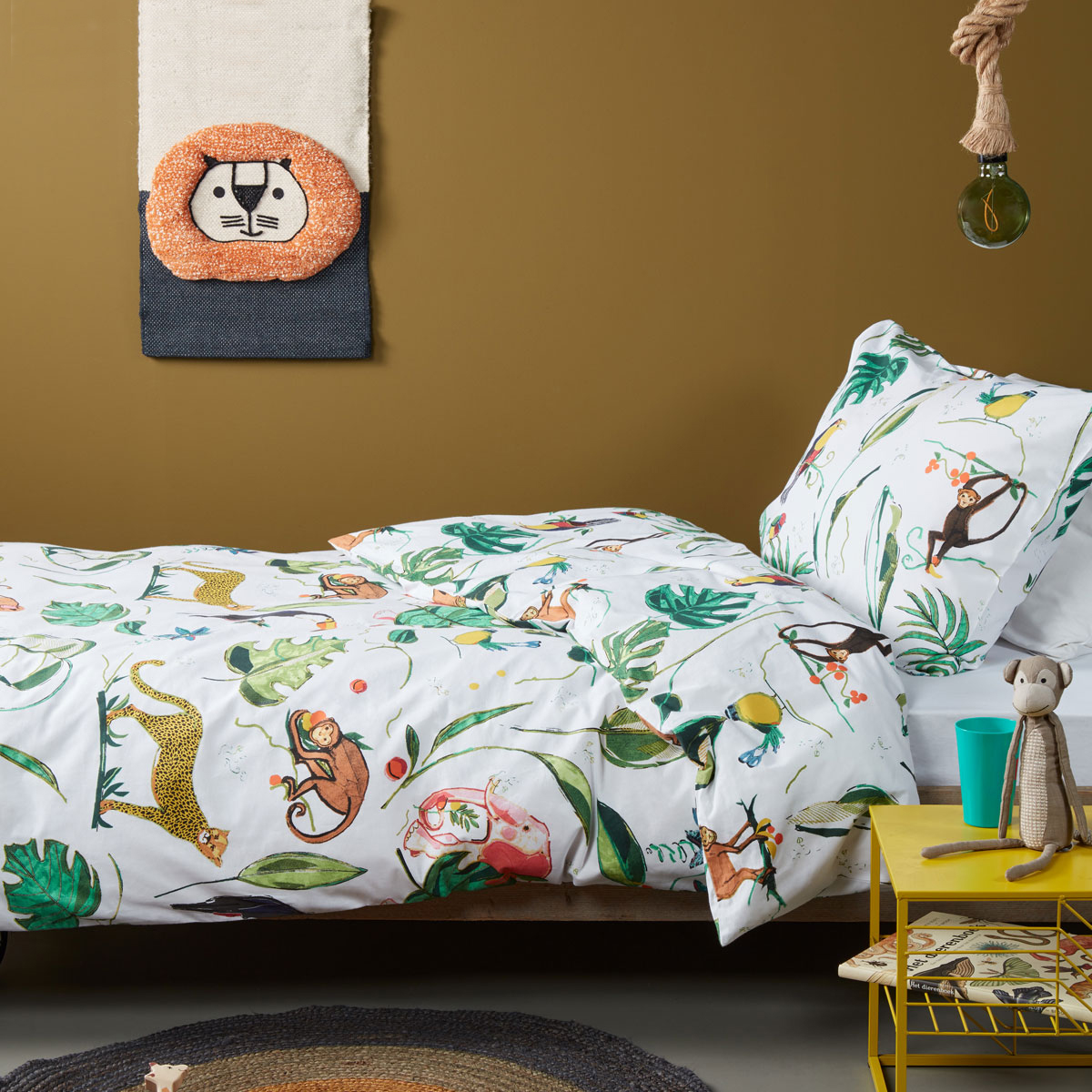 V442-HIN-QUILTCS-CRAZYJUNGLE-MULTI-SB-83218-00 Bedding House Crazy Jungle Multi Cotton Quilt Cover Set Single - Image 1