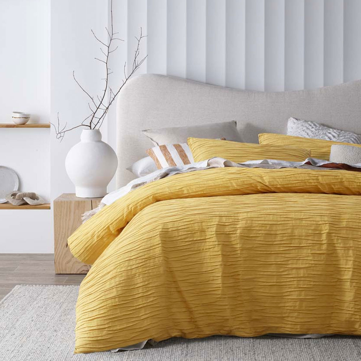 V442-HIN-QUILTCS-MALVERN-OCHRE-KI-83713-00 Vintage Design Homewares Malvern Ochre Cotton Quilt Cover Set King - Image 1