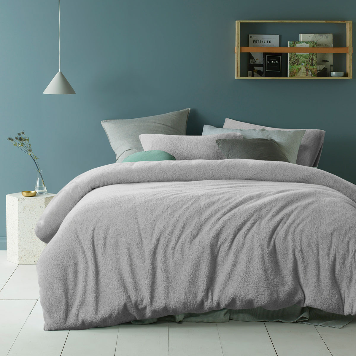 V442-HIN-QUILTCS-TEDDY-GREY-DS-202502260926-00 Accessorize Teddy Grey Quilt Cover Set Double - Image 1