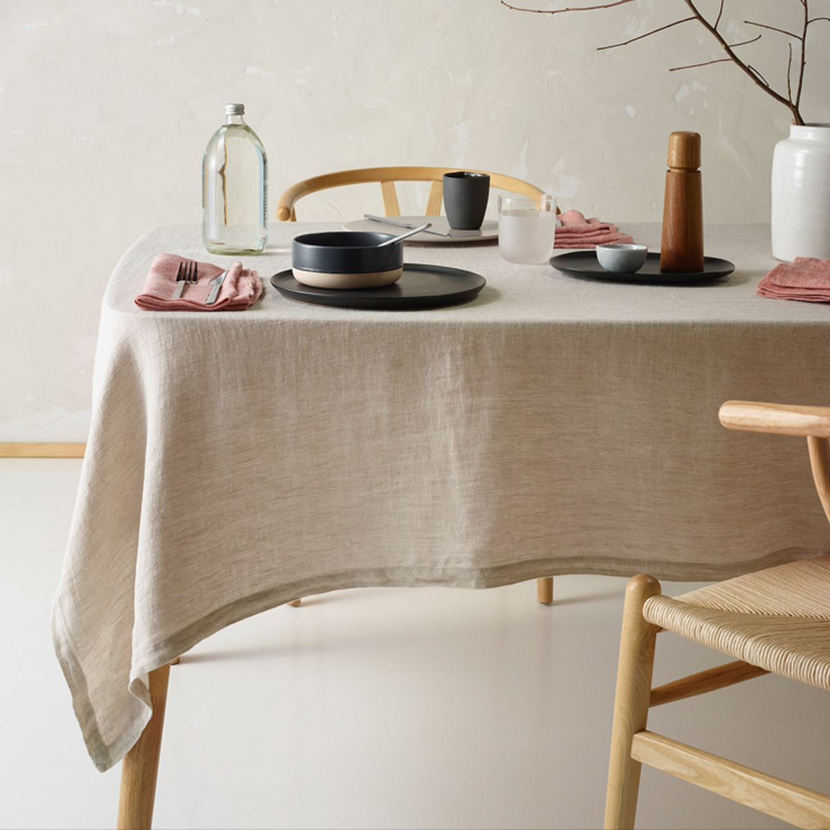 V442-HIN-TABLEC-HELMLINENC300CM-NATURAL-RE-202768-00 Vintage Design Homewares Helm Natural Washed Linen Cotton Tablecloth 150cm x 300cm - Image 1